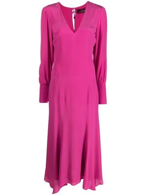 Patrizia Pepe long-sleeve silk midi dress - Pink