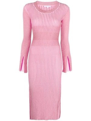 Patrizia Pepe lurex-detail ribbed-knit maxi dress - Pink