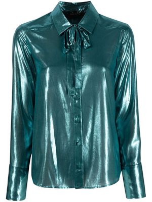 Patrizia Pepe metallic-effect long-sleeve blouse - Blue