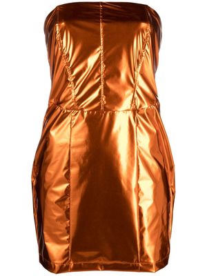Patrizia Pepe metallic panelled-bodice minidress - Orange