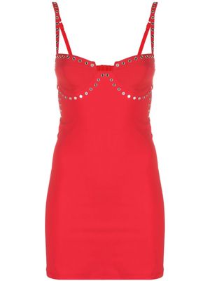 Patrizia Pepe mirror stud-embellished stretch-jersey minidress - Red