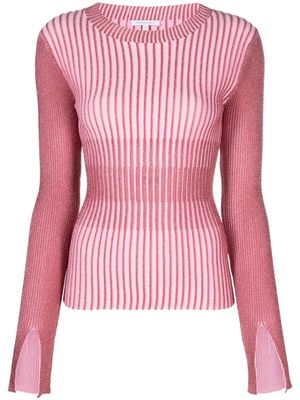 Patrizia Pepe mock-neck ribbed-knit lurex top - Pink