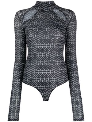 Patrizia Pepe monogram-pattern cut-out bodysuit - Black