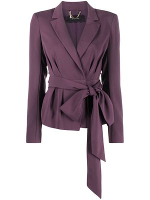 PATRIZIA PEPE notched-lapel tied-waist jacket - Purple