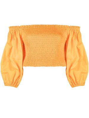 Patrizia Pepe off-shoulder smocked cropped top - Orange