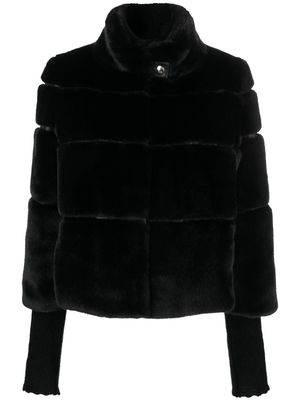 Patrizia Pepe panelled fur-design jacket - Black