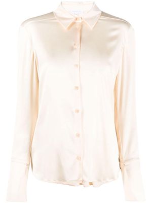 Patrizia Pepe pointed-collar satin-finish shirt - Neutrals