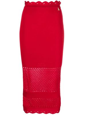 Patrizia Pepe pointelle knit ribbed fitted skirt - Red