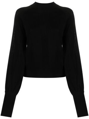 Patrizia Pepe puff-sleeves fine-knit jumper - Black