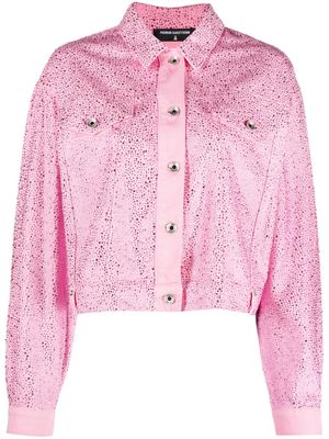 Patrizia Pepe rhinestone-embellished cotton jacket - Pink