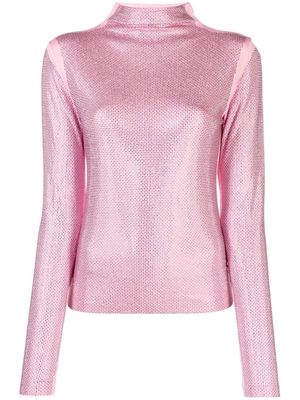 Patrizia Pepe rhinestone-embellished high-neck T-shirt - Pink