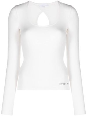 Patrizia Pepe rhinestone embellished long-sleeve T-shirt - White