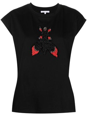Patrizia Pepe rhinestone-embellished T-shirt - Black