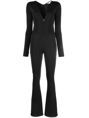 Patrizia Pepe rhinestone-embellished v-neck jumpsuit - Black