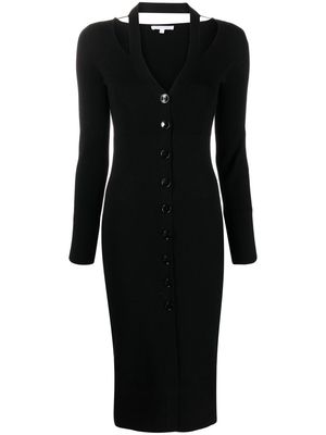 Patrizia Pepe ribbed-knit buttoned dress - Black