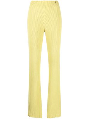 Patrizia Pepe ribbed-knit side-slit trousers - Yellow