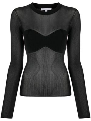 Patrizia Pepe semi-sheer mesh sweatshirt - Black