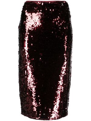 Patrizia Pepe sequin-embellished high-waisted skirt - Red