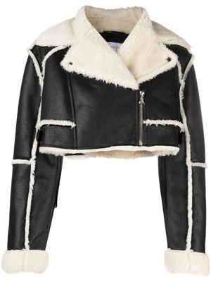 Patrizia Pepe shearling-trim cropped jacket - Black