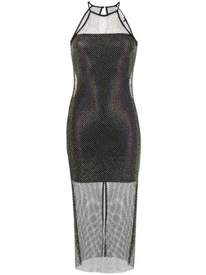 Patrizia Pepe sleeveless rhinestone-embellished mesh dress - Black