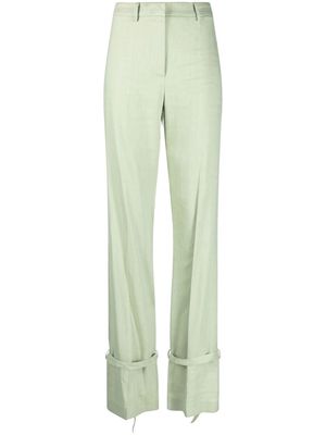 Patrizia Pepe twill buckled-ankle trousers - Green
