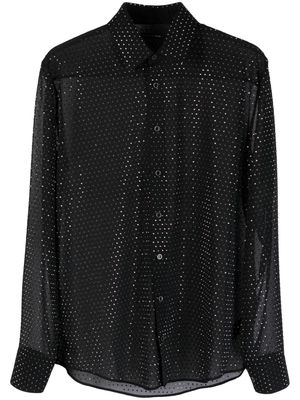 Patrizia Pepe Voile crystal-embellished shirt - Black