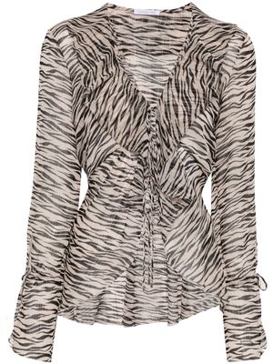 Patrizia Pepe zebra-print sheer blouse - Black