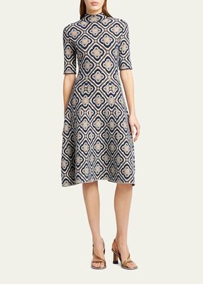 Patterned Knit Midi Dress