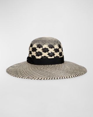 Patterned Woven Straw Panama Hat