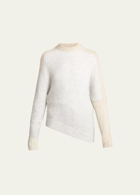 Patti Bicolor Fuzzy Asymmetric Mohair Sweater