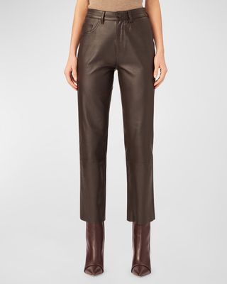 Patti Straight High Rise Vintage Leather Ankle Pants