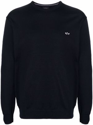 Paul & Shark embroidered logo virgin wool sweater - Blue