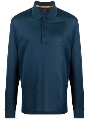 Paul & Shark logo-embroidered long-sleeve polo shirt - Blue