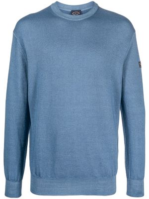 Paul & Shark logo-patch fine-knit jumper - Blue