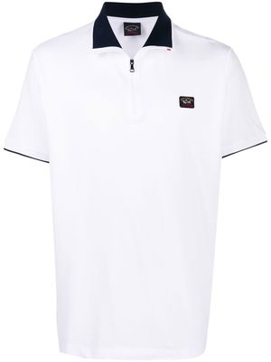 Paul & Shark logo-patch short-sleeved polo shirt - White