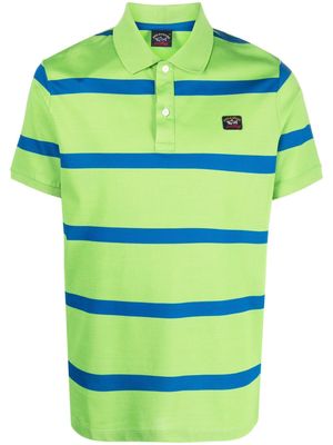 Paul & Shark logo-patch stripe polo shirt - Green