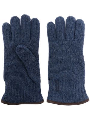 Paul & Shark logo-patch virgin-wool gloves - Blue