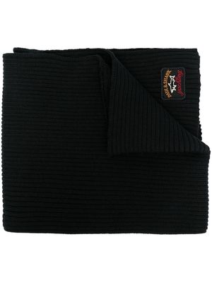 Paul & Shark logo-patch wool scarf - Black