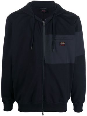Paul & Shark logo-patch zip-up hoodie - Blue