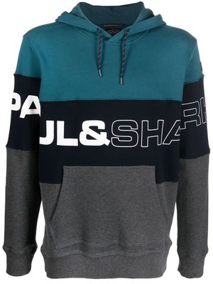 Paul & Shark logo-print colour-block hoodie - Blue