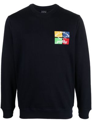 Paul & Shark logo-print cotton long-sleeved sweatshirt - Blue
