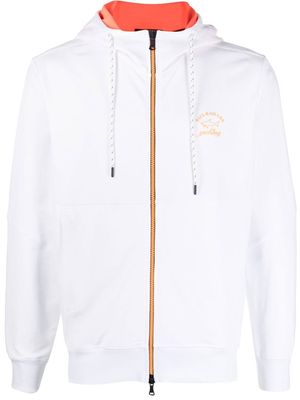 Paul & Shark logo-print hooded zipper - White