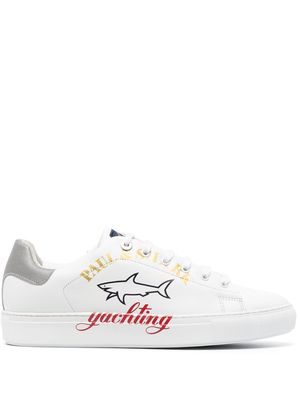 Paul & Shark logo-print leather low-top sneakers - White