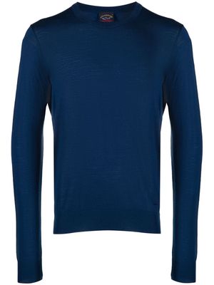 Paul & Shark Shark-embroidered fine-knit jumper - Blue