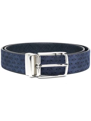 Paul & Shark shark-print leather belt - Blue