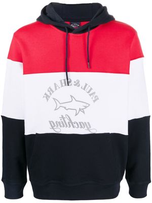 Paul & Shark striped logo-print hoodie - Red
