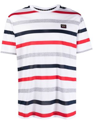 Paul & Shark striped logo-print T-shirt - White