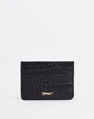 Paul Costelloe leather card holder in black croc