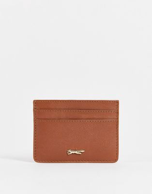 Paul Costelloe leather card holder in tan-Brown