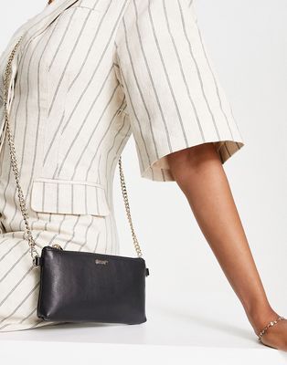 Paul Costelloe leather long chain strap crossbody bag in black